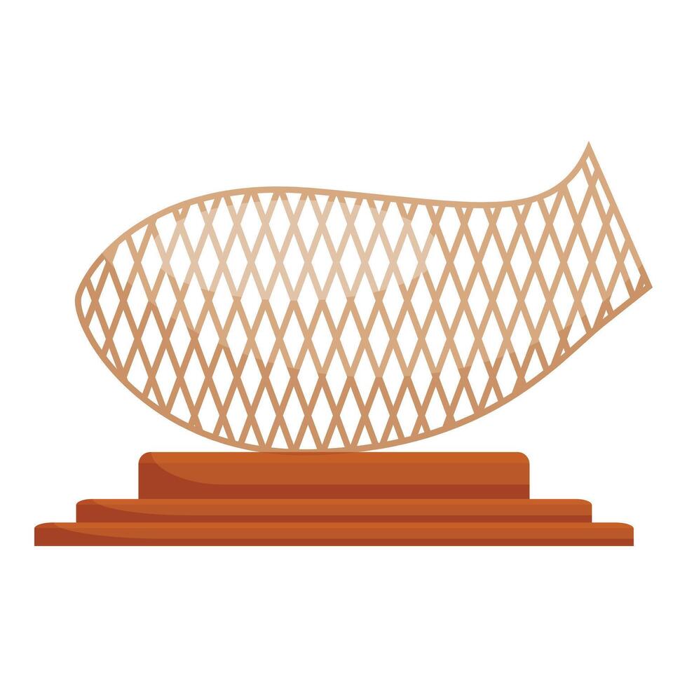 Fishnet trophy celebrating fishing excellence on wooden pedestal vector