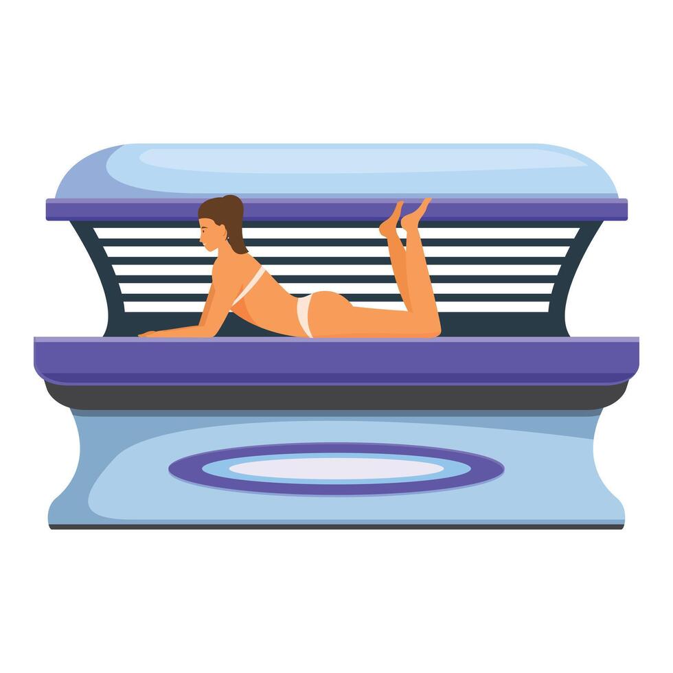 Woman tanning in a solarium, getting a perfect summer glow vector