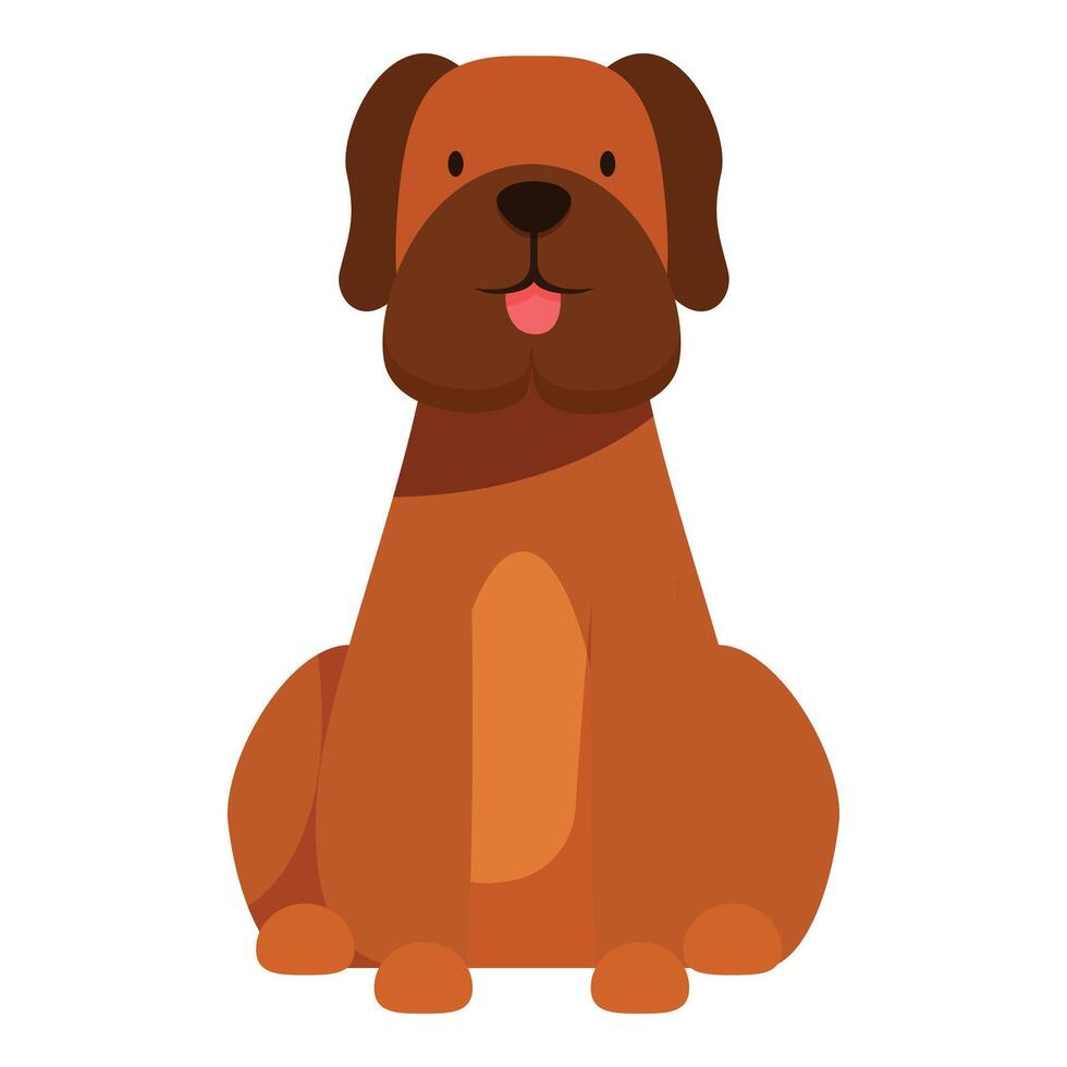 Happy brown dog sitting and panting, showing tongue vector