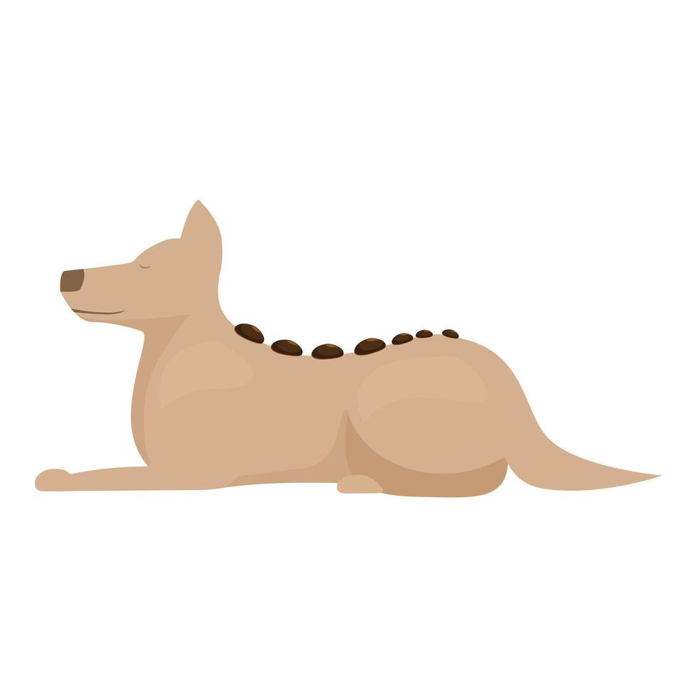 Australian thylacine relaxing with stones on its back, cartoon illustration vector
