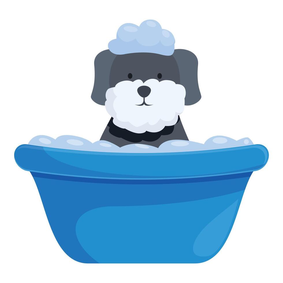 Cute dog taking a bath with soap and bubbles vector
