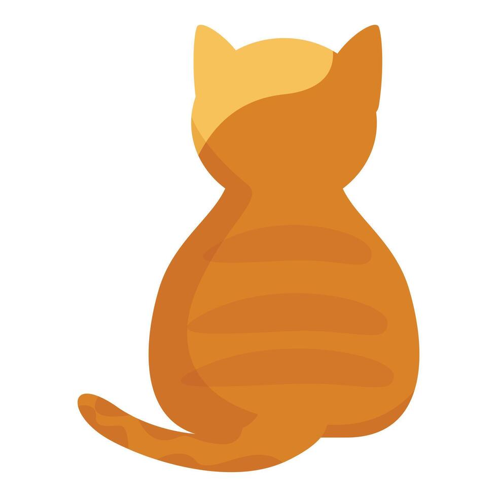 Ginger cat sitting showing back and tail, simple cartoon illustration vector