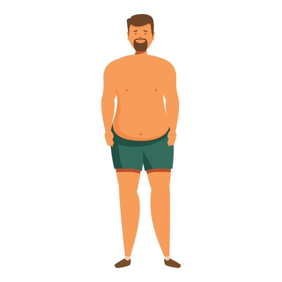 Overweight man standing with hands in pockets, obesity and unhealthy lifestyle concept vector