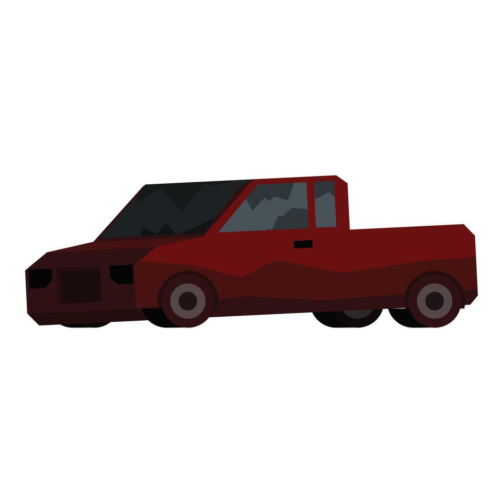 Red pickup truck moving forward on white background vector