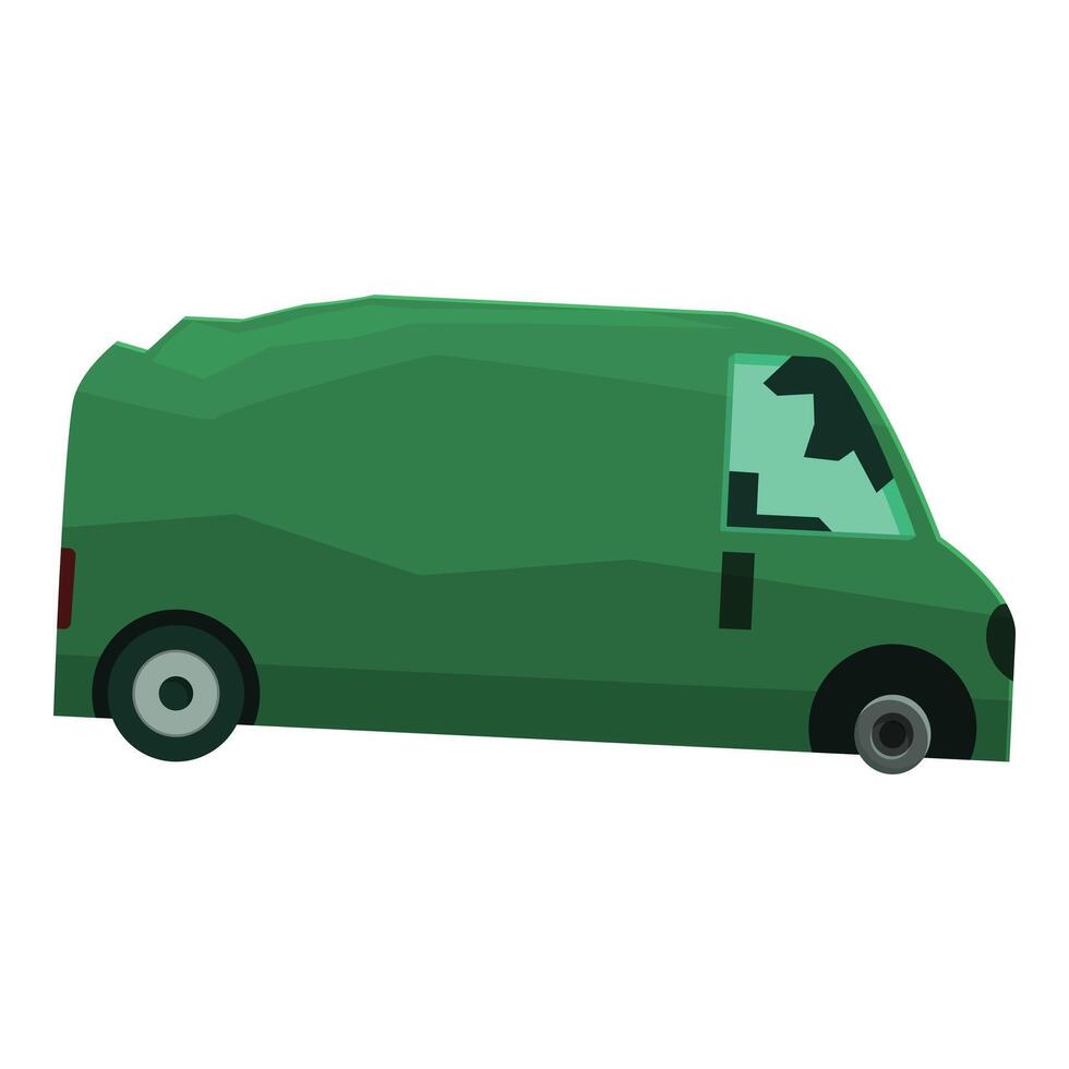 Green delivery van moving on white background vector