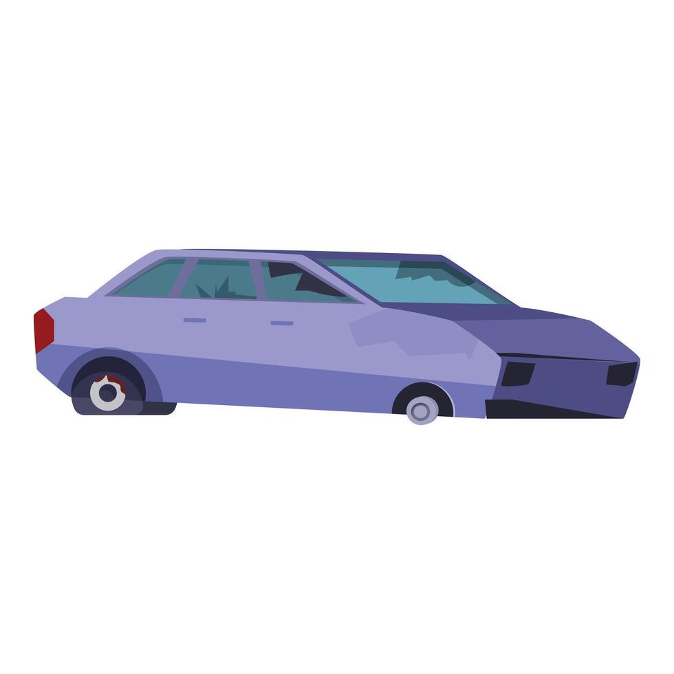 Broken abandoned car representing poverty and unemployment issues vector