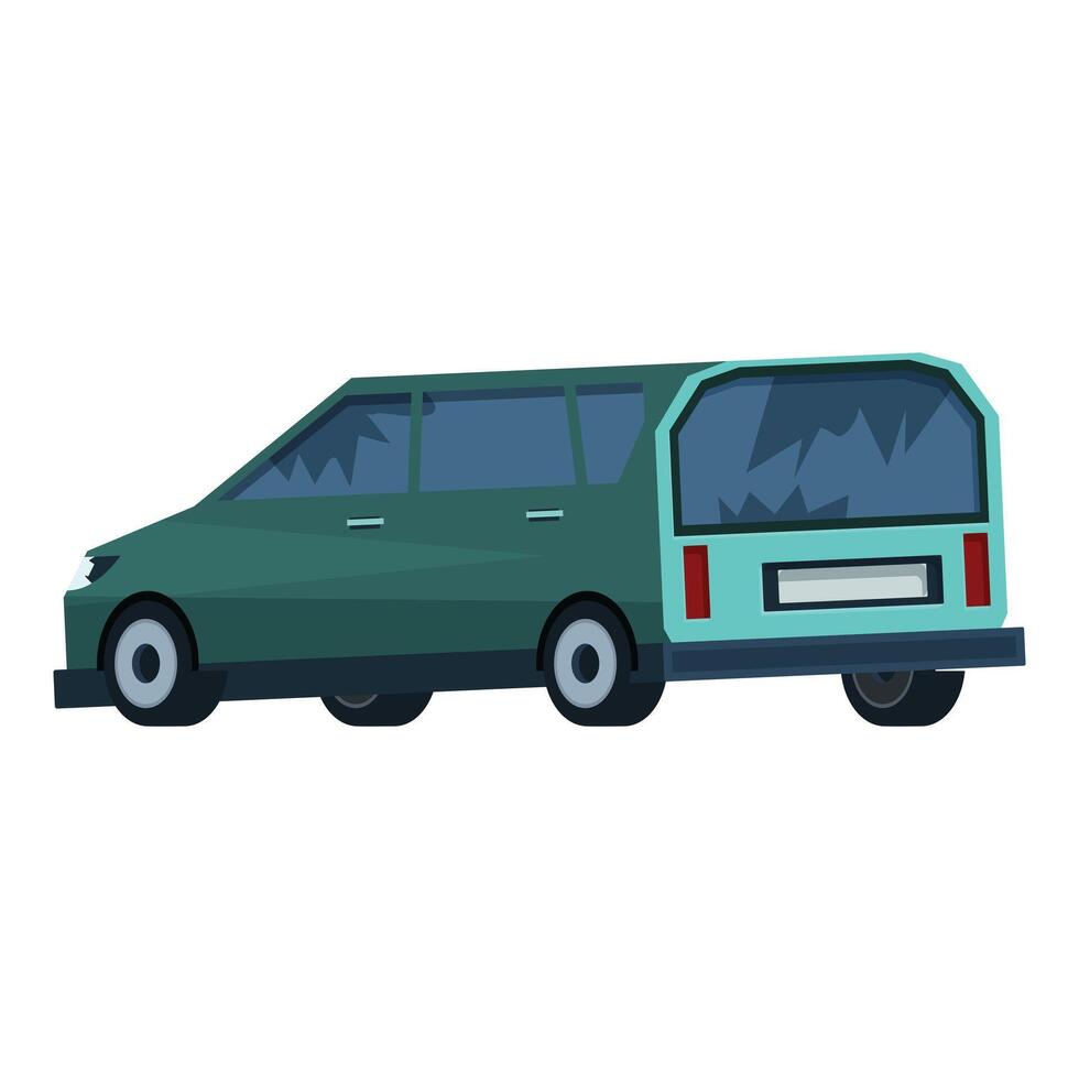 Green minivan moving on white background, passenger transportation services vector