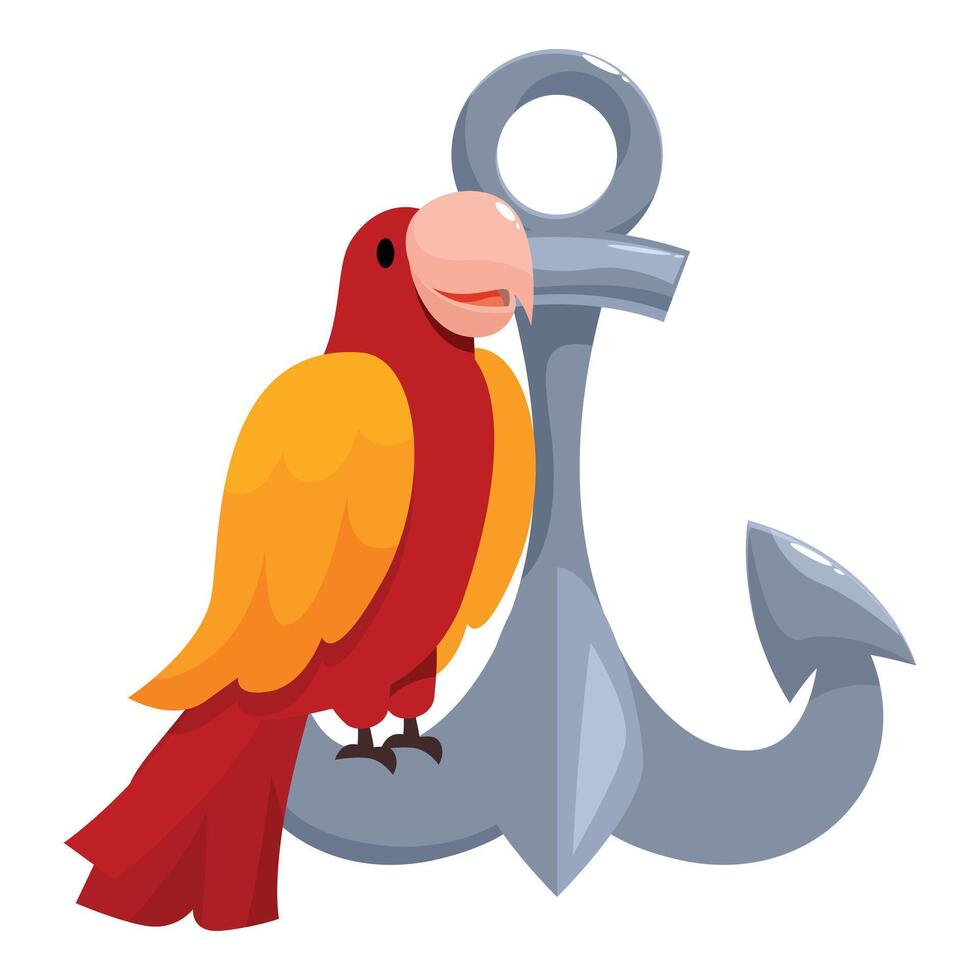 Red and yellow parrot perching on a metal anchor vector