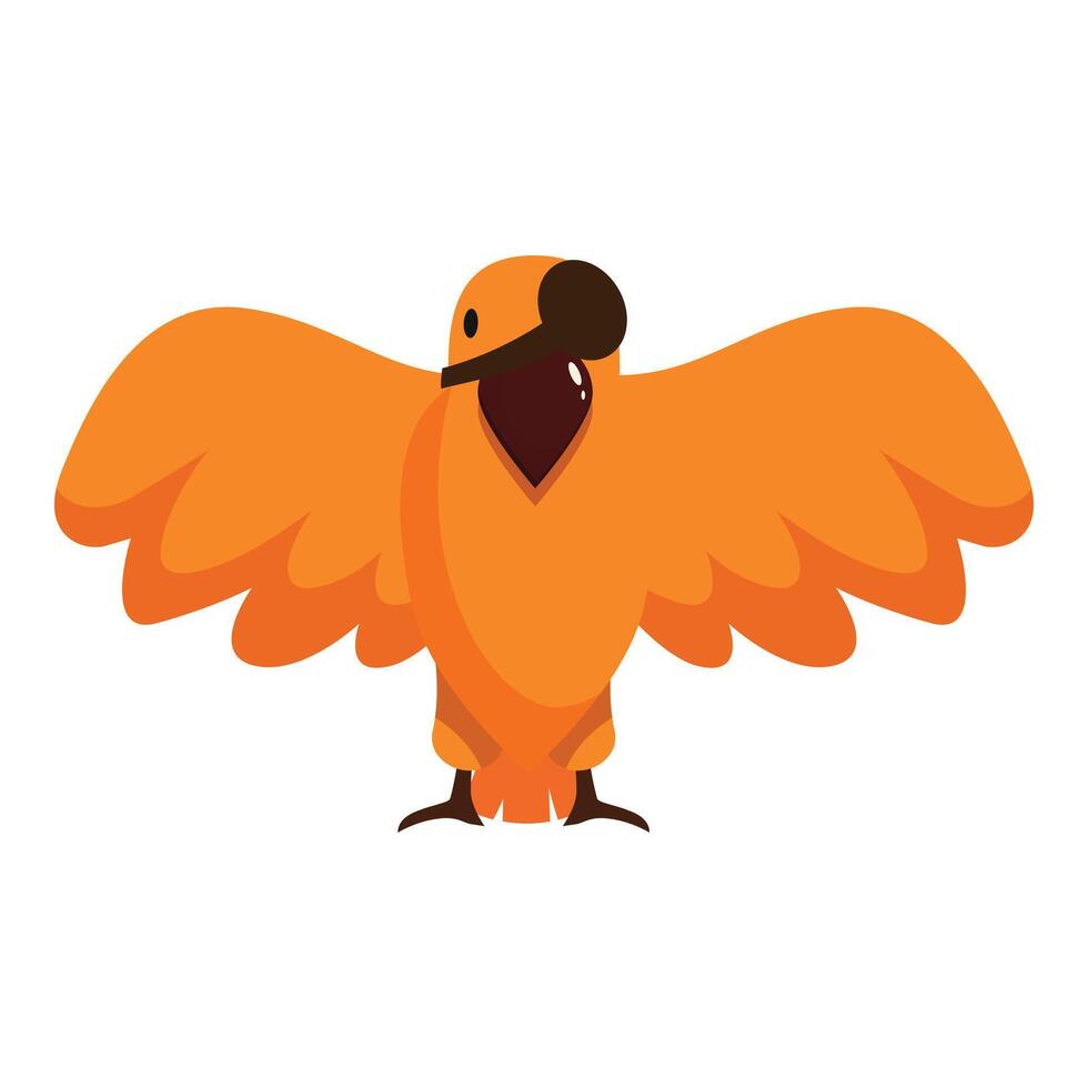Orange cartoon parrot wearing eye patch and spreading wings vector