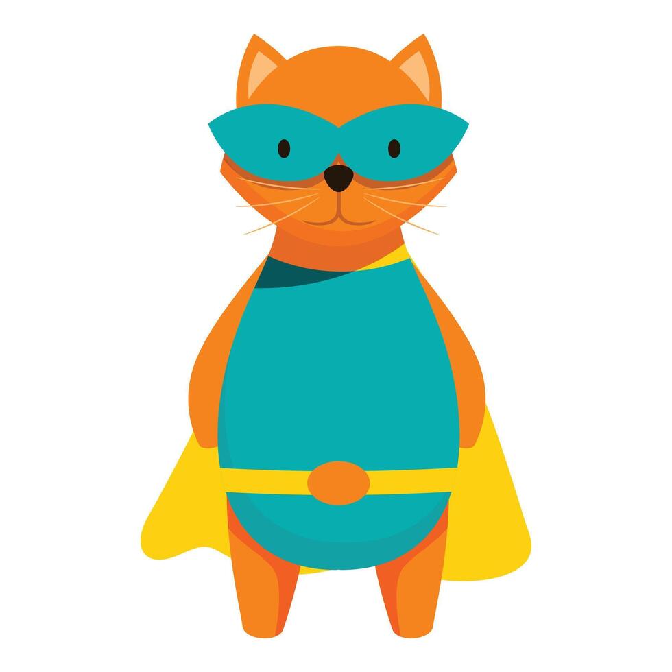 Superhero cat wearing mask and cape standing proudly vector