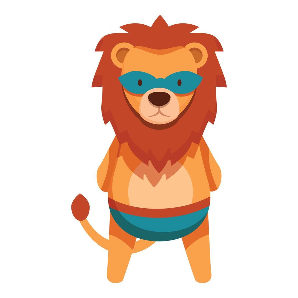 Superhero lion wearing mask and underwear standing upright vector