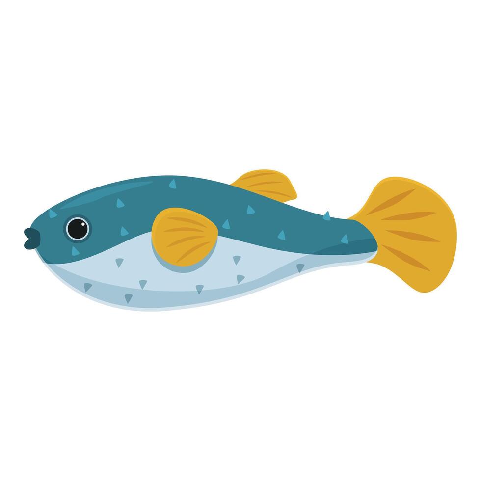 Pufferfish swimming with fins outstretched and body inflated vector