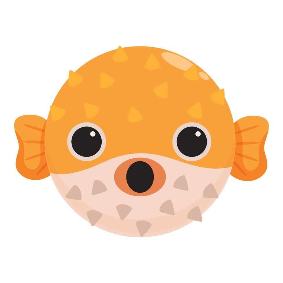 Surprised pufferfish opening its mouth in cartoon style vector
