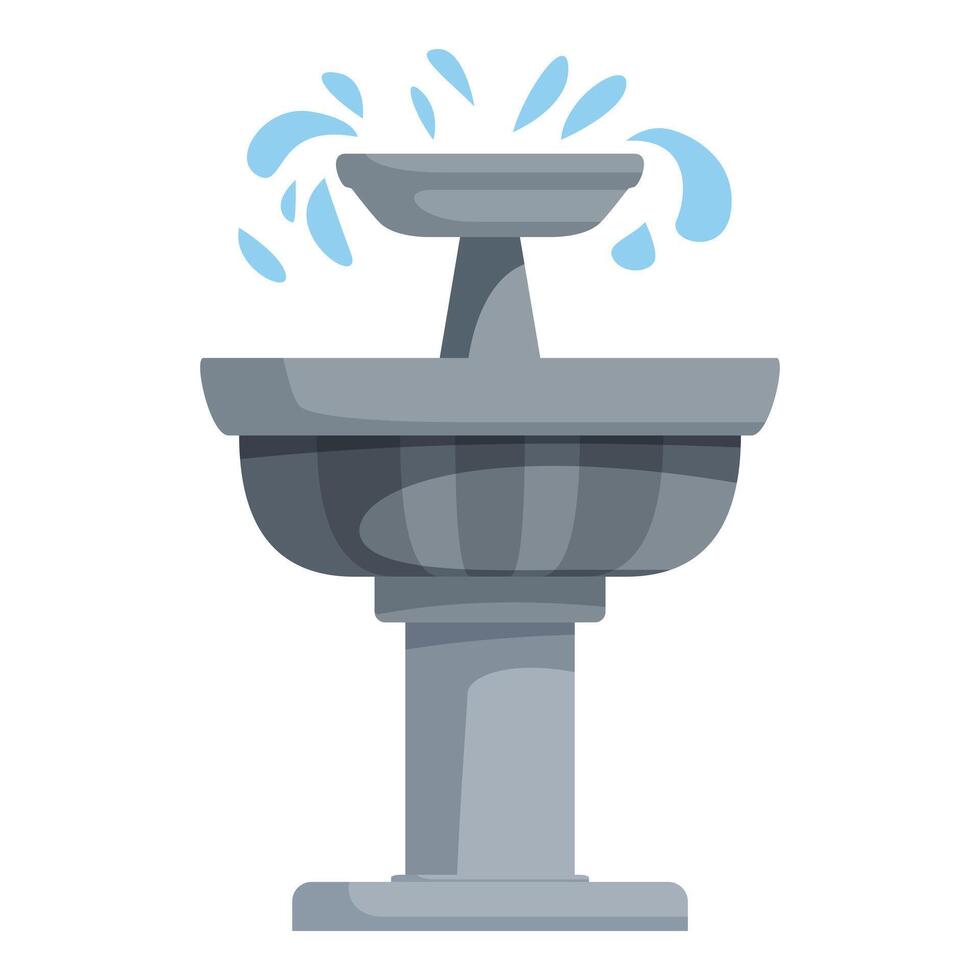 Stone fountain cascading water into basin, refreshing urban oasis vector