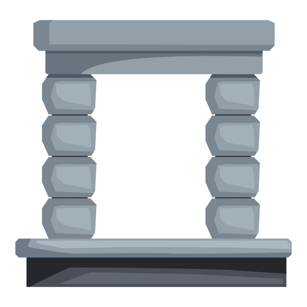 Stone gate entrance with pillars supporting a solid roof, symbolizing strength and security vector