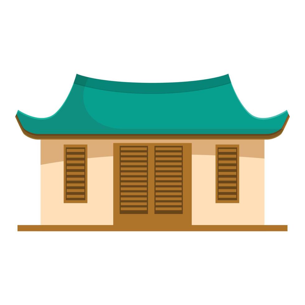 Asian temple building showing traditional architecture with green roof vector
