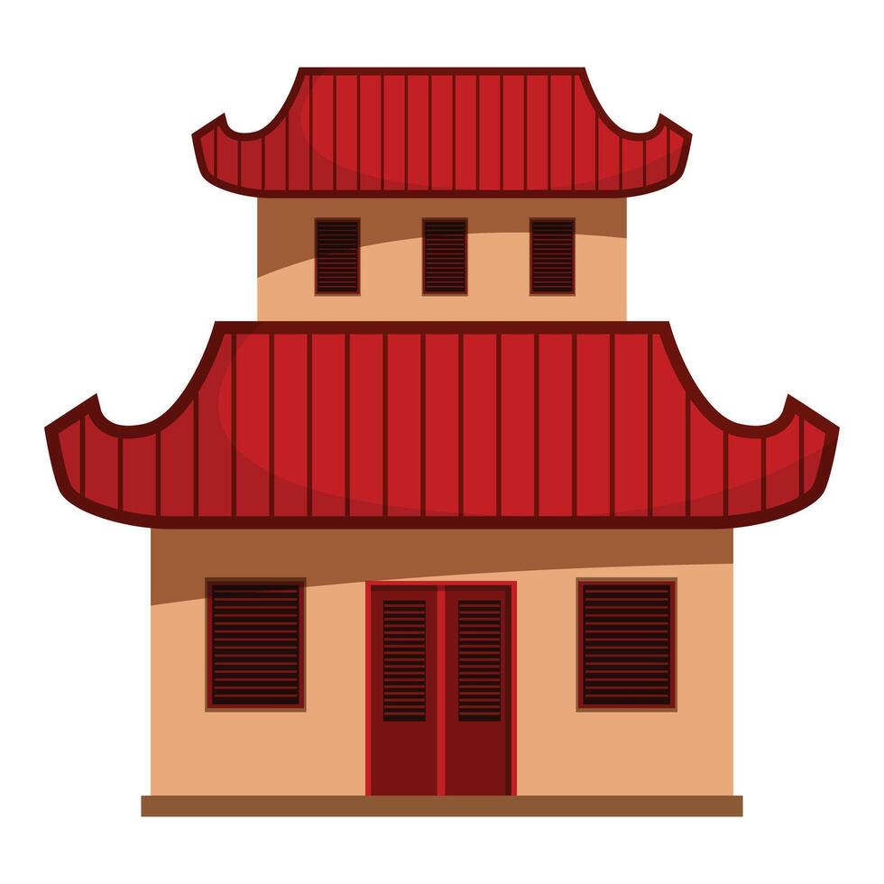 Traditional asian temple showing red roof and wooden doors vector