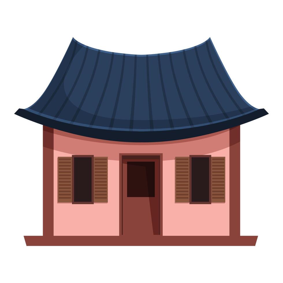 Traditional korean house showcasing asian architecture with curved roof vector