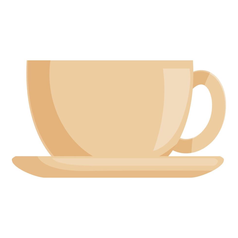 Beige coffee cup and saucer resting on white background vector