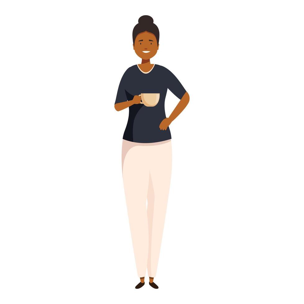 Smiling businesswoman holding a cup of coffee during a coffee break vector