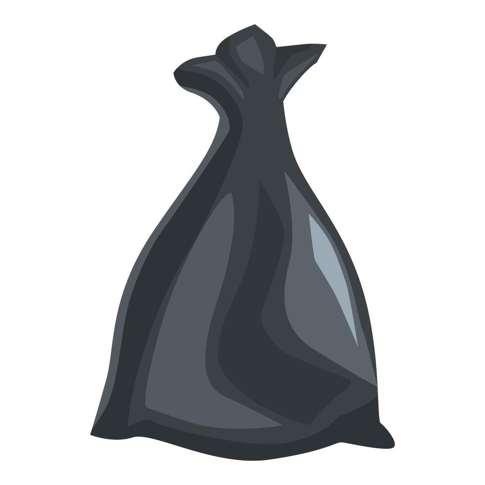 Full black plastic garbage bag tied and ready for disposal vector