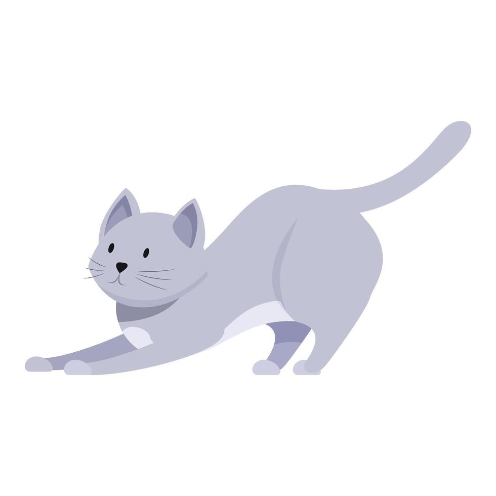 Playful gray cat stretching and preparing to jump vector