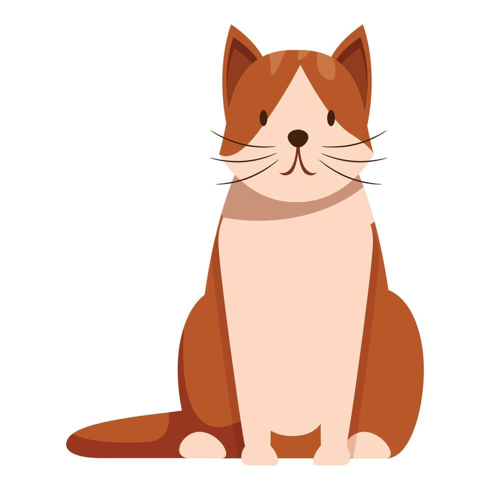 Cute brown cat sitting calmly and looking forward vector