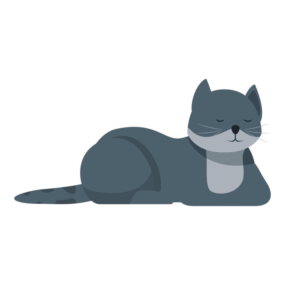 Cute grey cat sleeping peacefully with closed eyes and tail extended vector