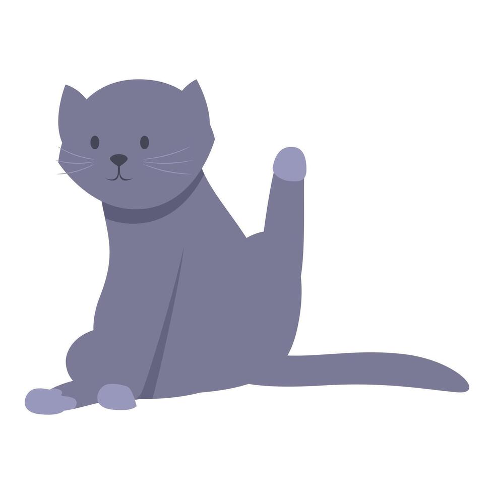 Sitting gray cat raising its tail, playful pet enjoying comfort vector