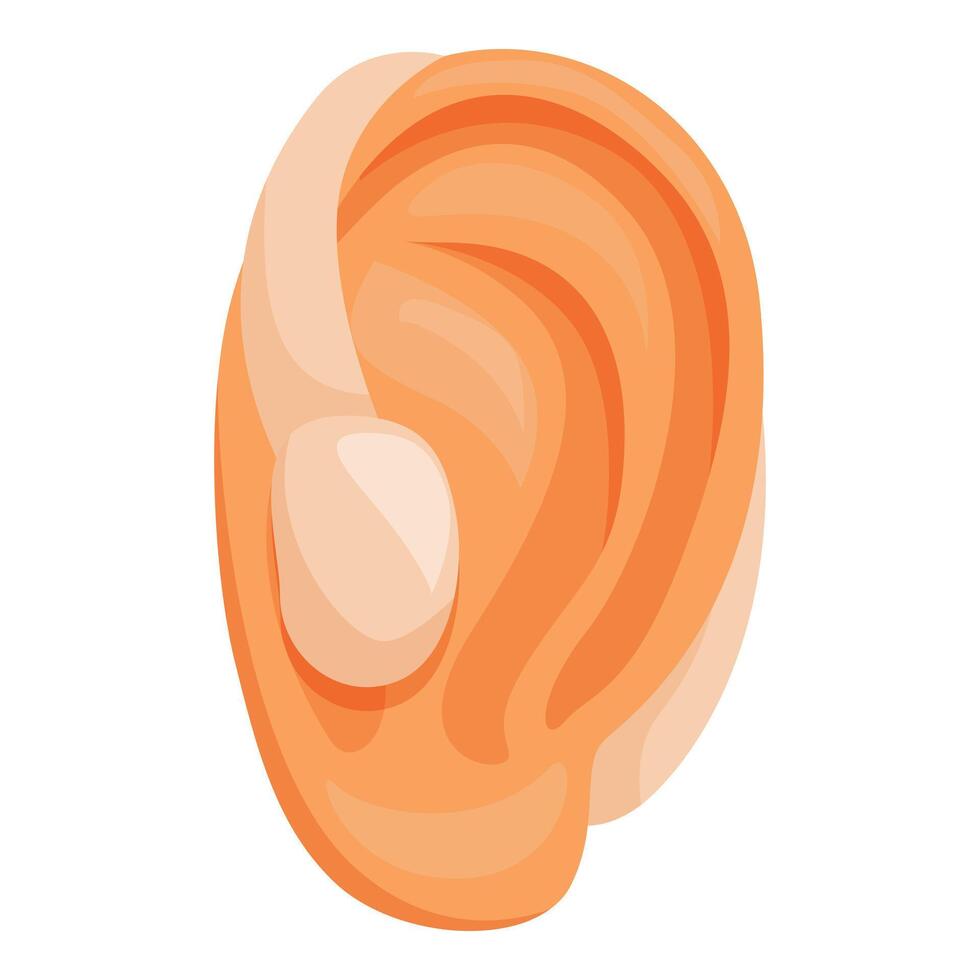 Hearing aid placed on human ear improving hearing perception vector