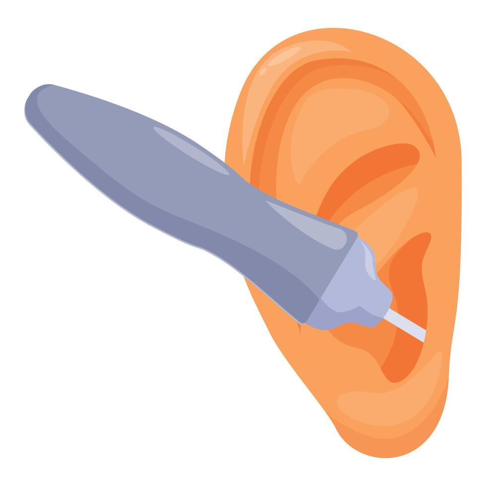Cleaning ear canal using cotton swab, ear hygiene and wax removal vector