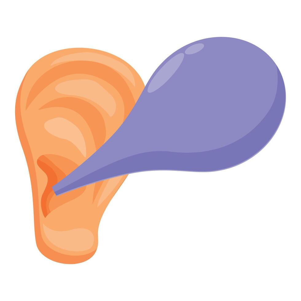 Ear cleaning syringe entering human ear canal for hygiene and healthcare vector
