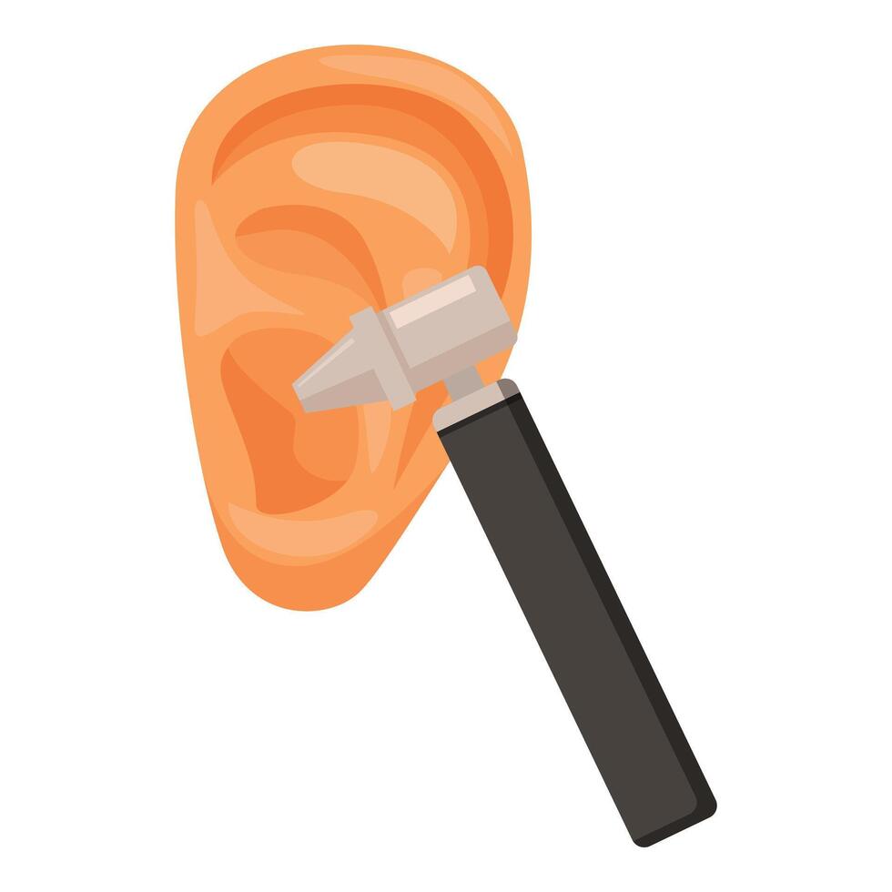 Otoscope examining human ear, medical checkup illustration vector