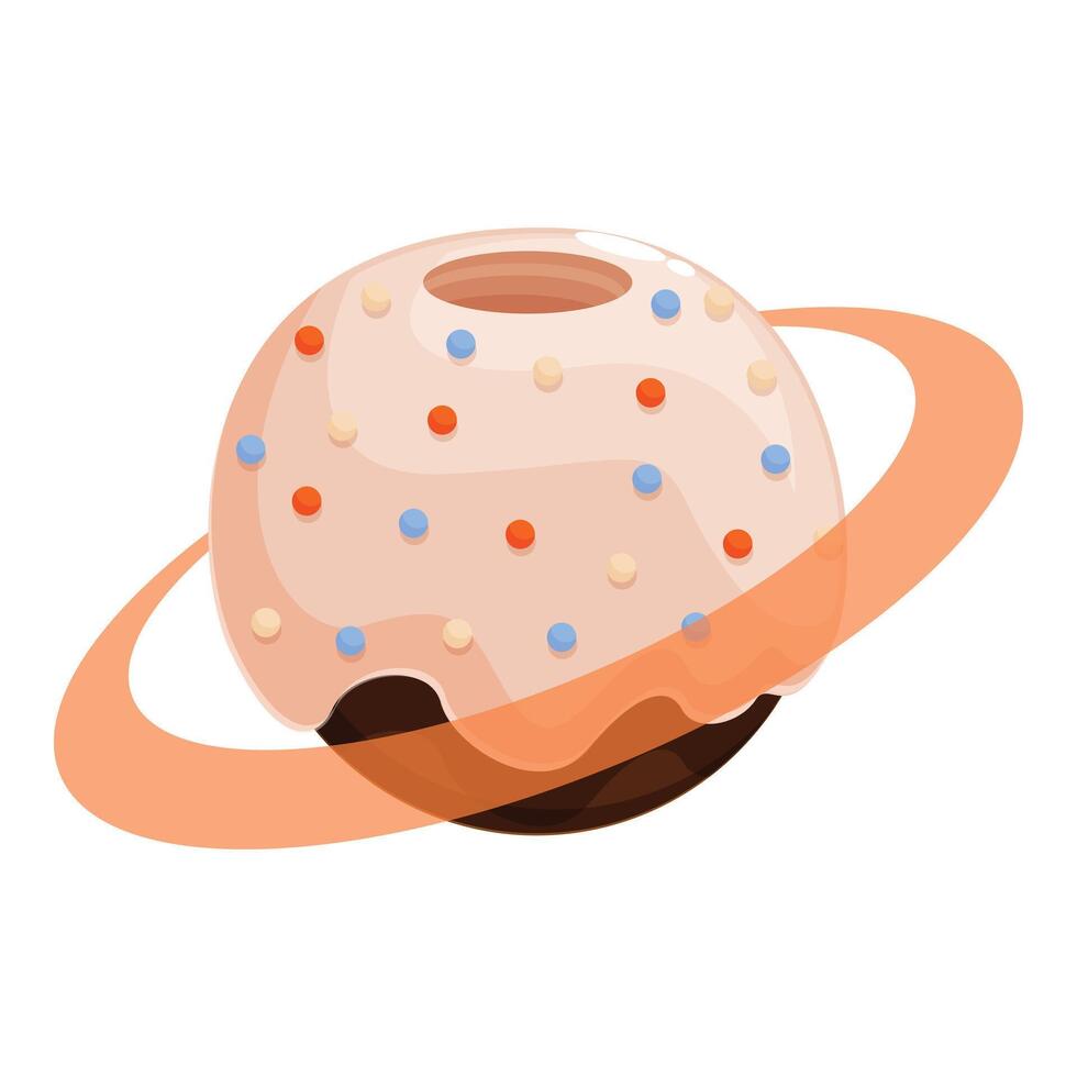 Delicious donut planet rotating in space with icing and sprinkles vector