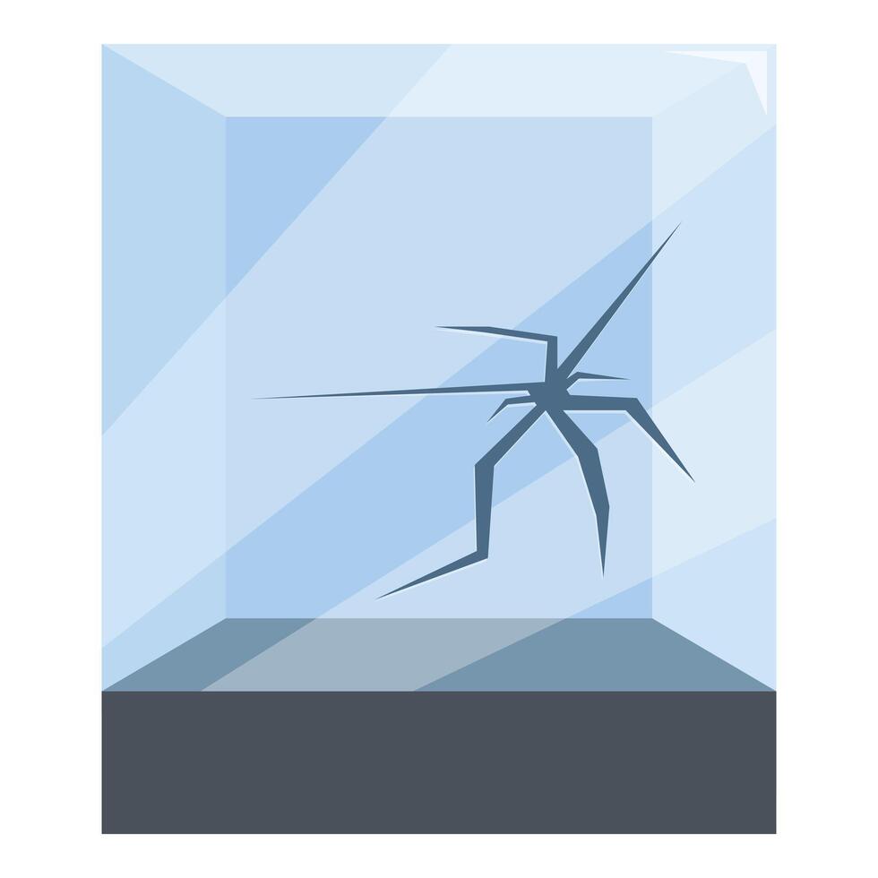 Empty glass showcase with crack presenting exhibiting nothing vector