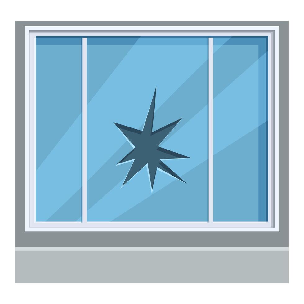 Broken glass window showing vandalism or burglary attempt vector