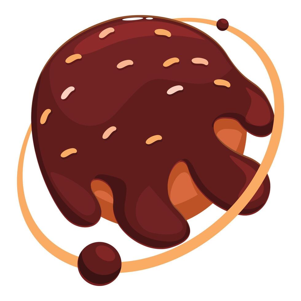 Delicious chocolate planet rotating with sprinkles and ring vector