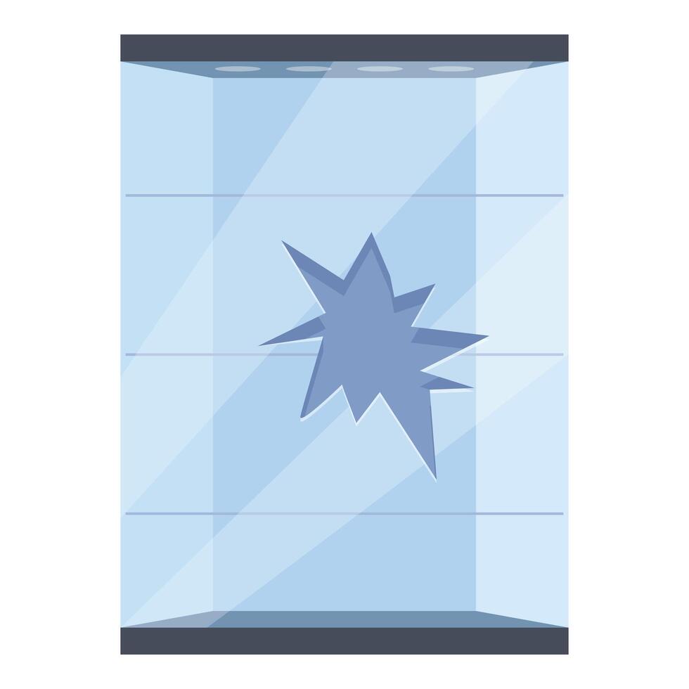 Broken glass window displaying star shaped hole from impact vector