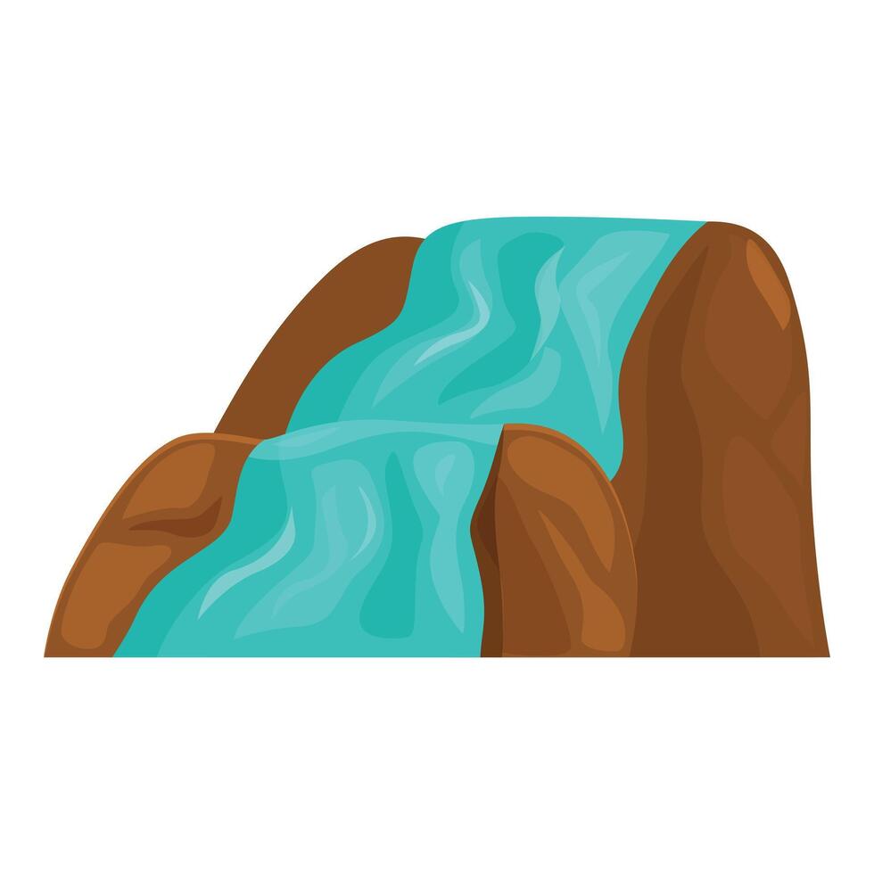 Turquoise waterfall cascading down brown rock formation vector