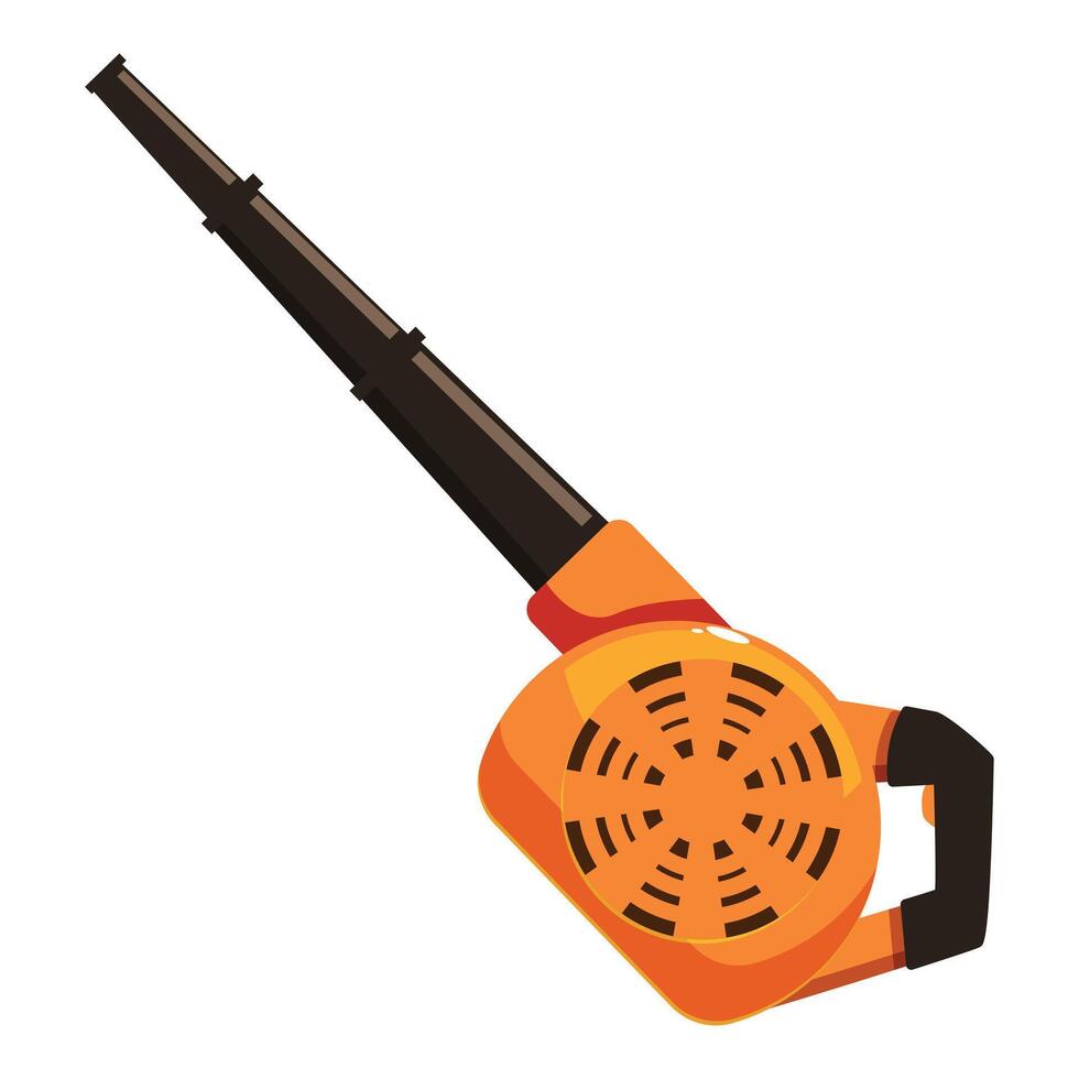 Orange leaf blower keeping the yard clean during autumn season vector