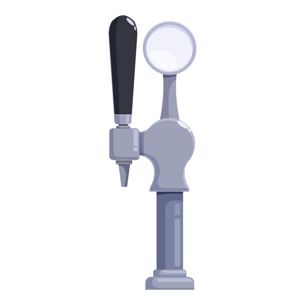 Beer tap with black handle pouring fresh cold beverage vector