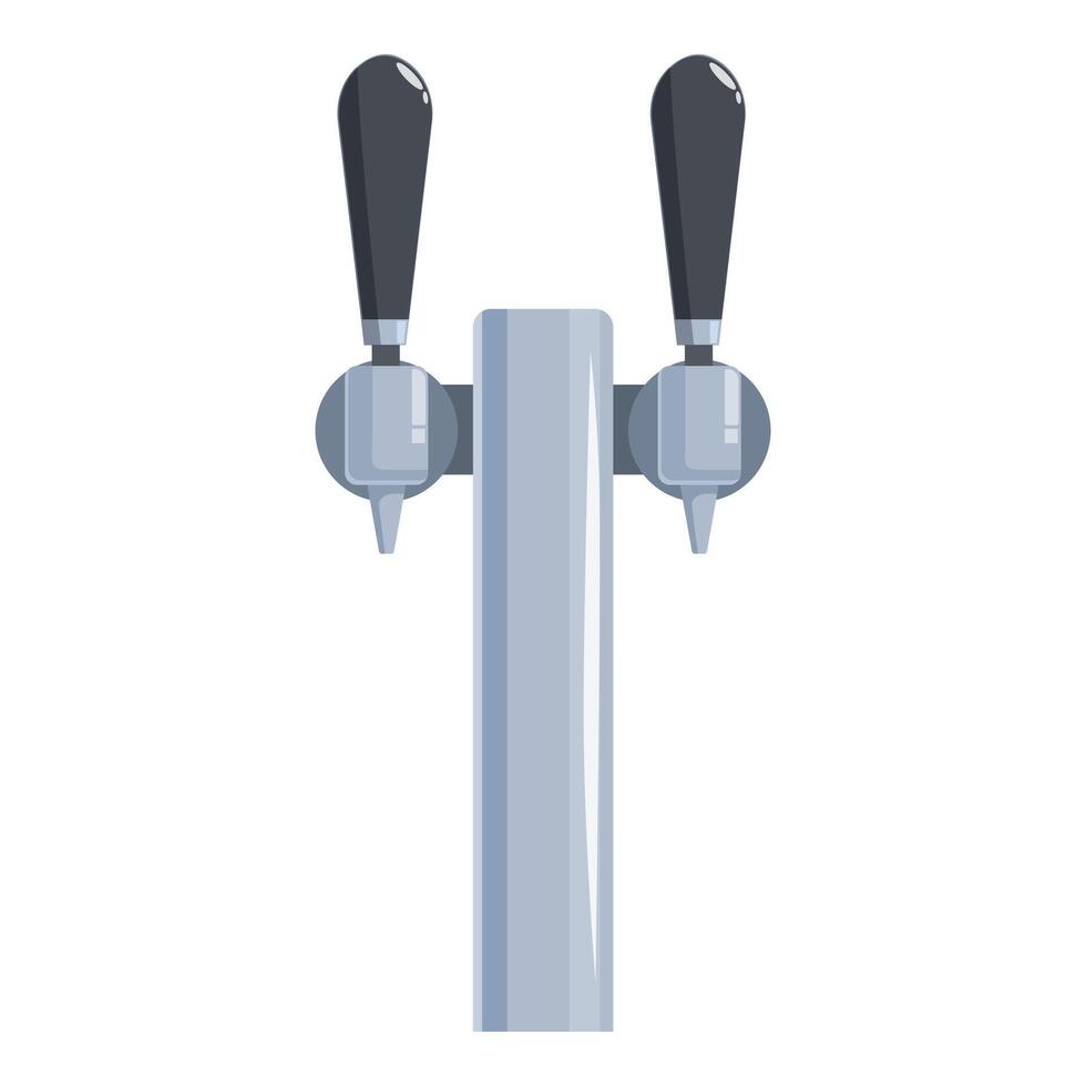 Double beer tap pouring fresh cold craft beer vector