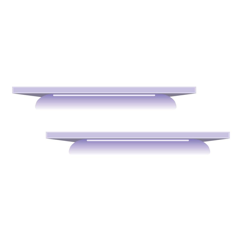 Two empty shelves with purple lighting creating a modern and minimalist atmosphere vector