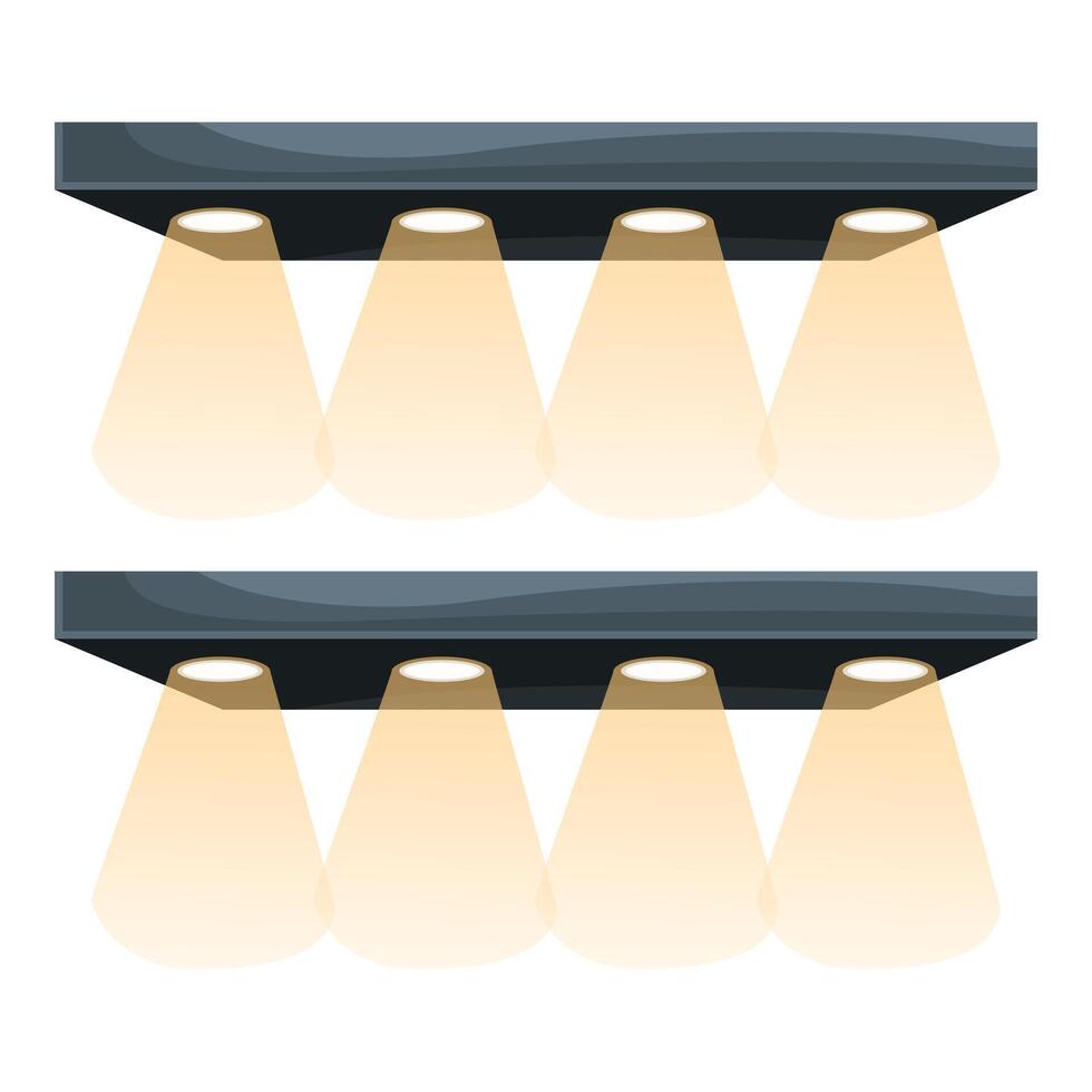 Spotlights lighting up a dark space with warm yellow beams vector