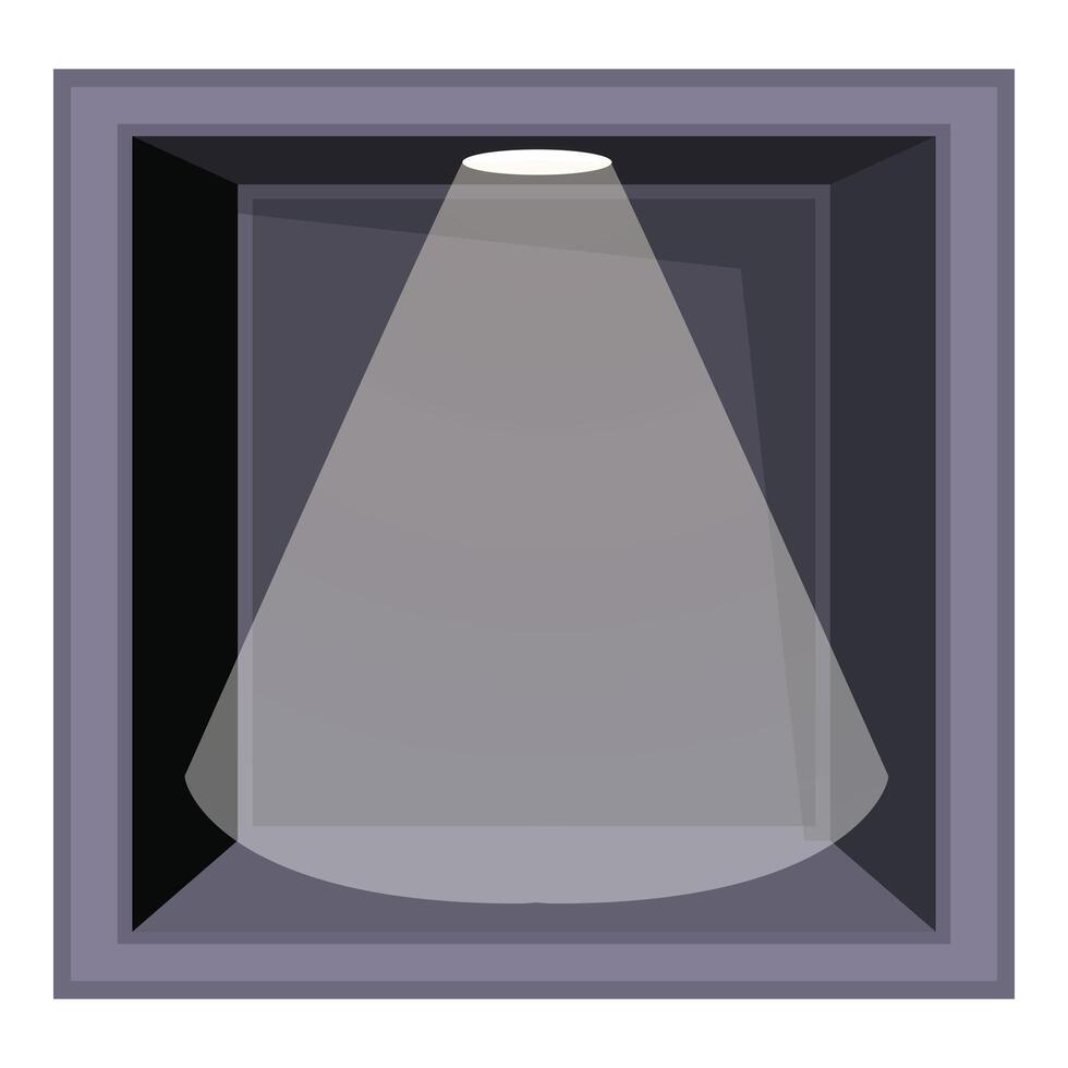 Spotlight shining in dark grey room interior illustration vector