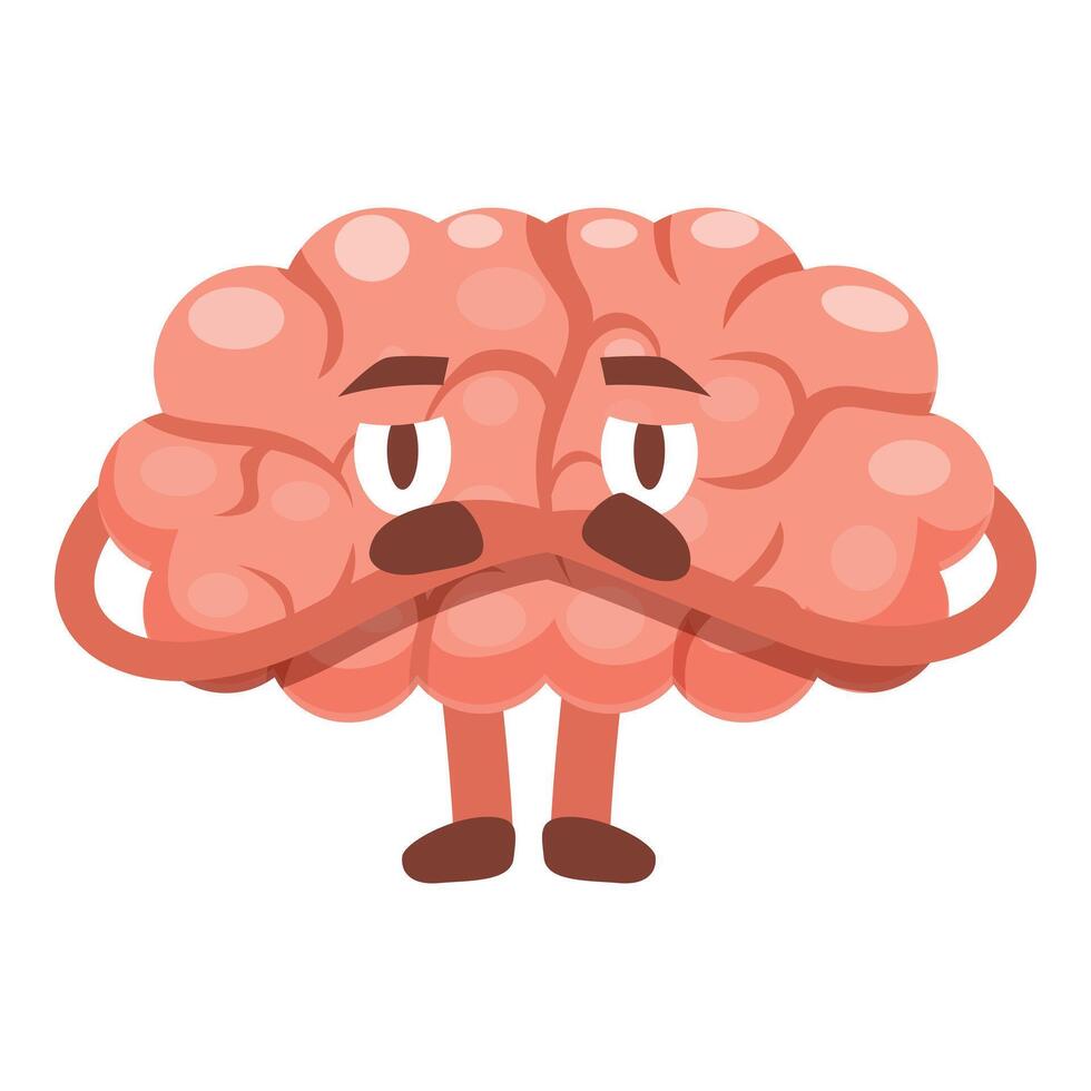 Sad brain character covering its eyes with its arms, expressing disappointment and frustration vector