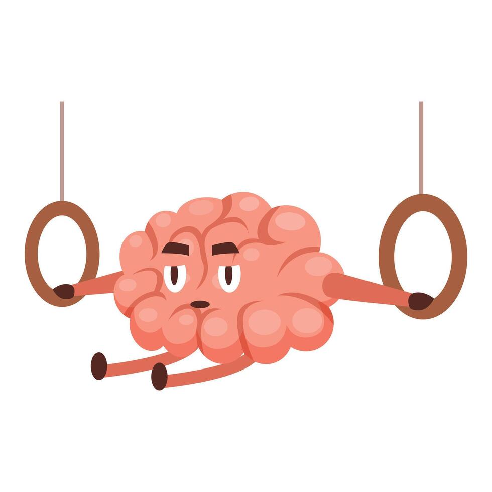 Brain exercising and training with gymnastics rings, mental health and fitness concept vector