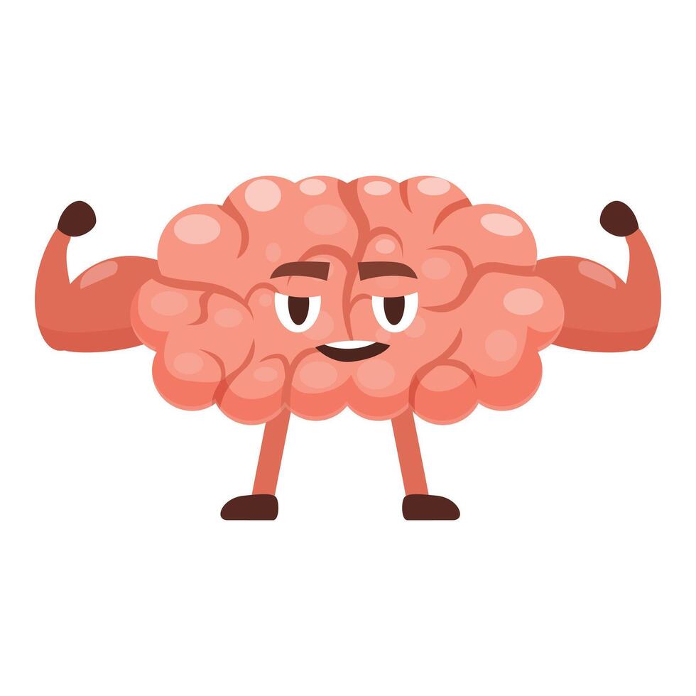 Strong brain showing muscles and expressing power and intelligence vector