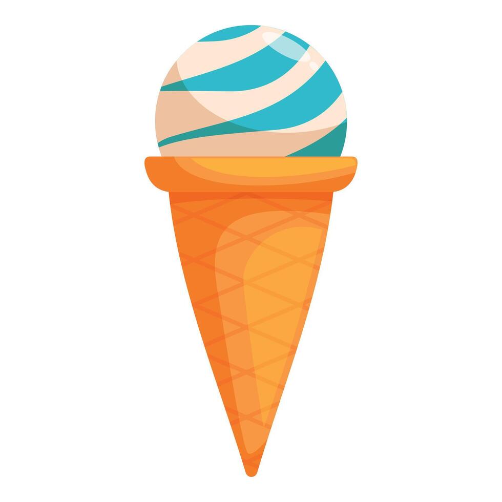 Delicious swirled ice cream in a crispy cone refreshing summer treat vector