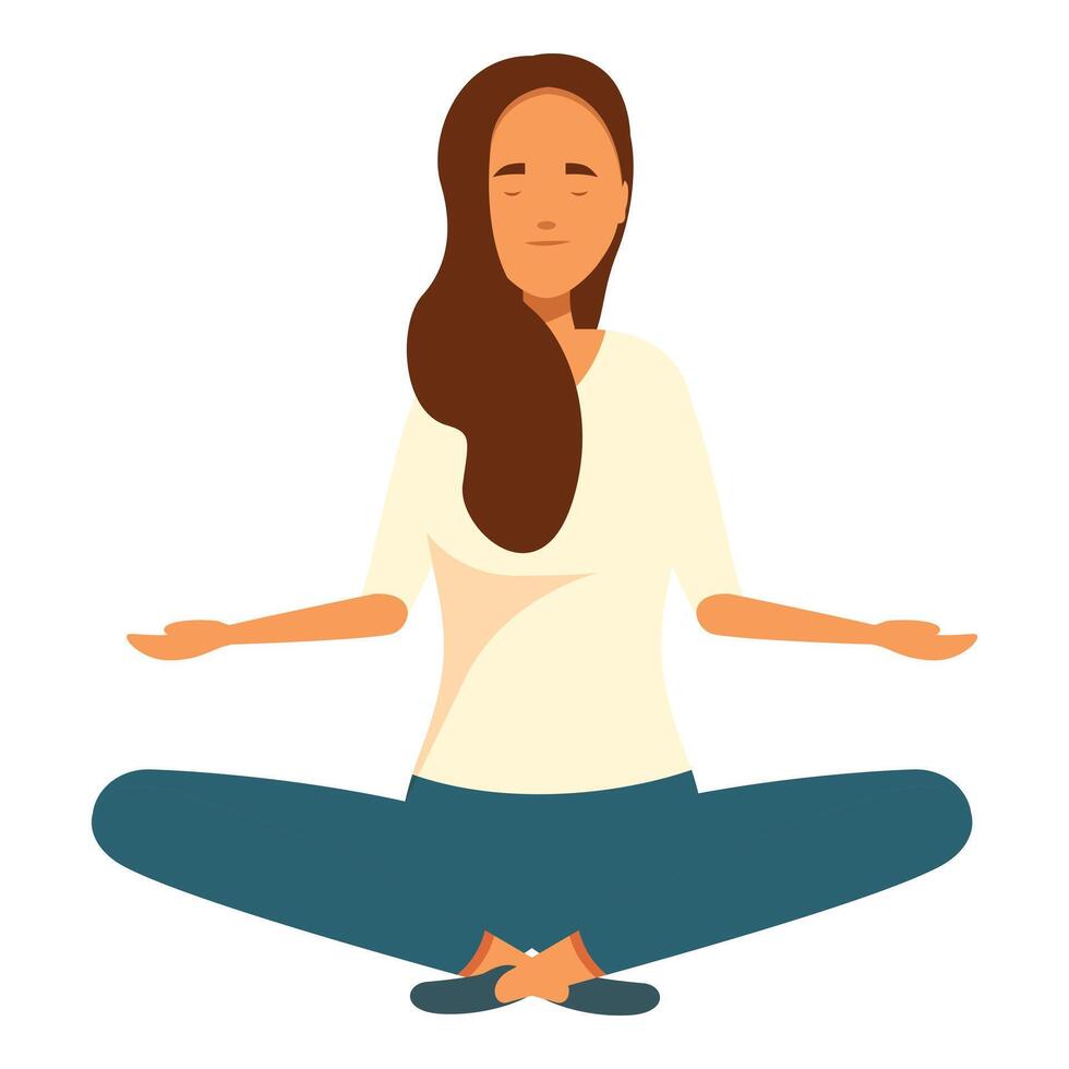 Young woman meditating in lotus pose practicing yoga and mindfulness vector